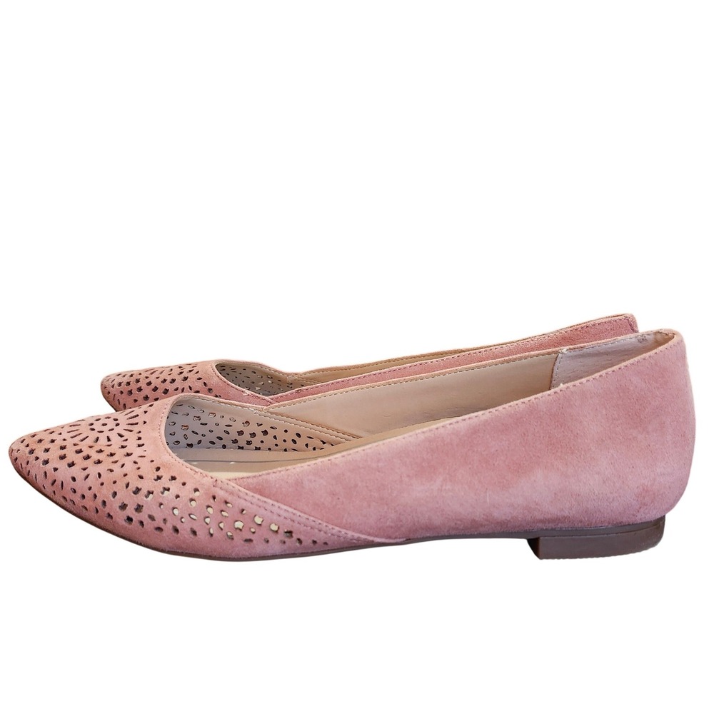 Vionic Carmela Sz 7.5 Dusty Petal Pink Suede Laser Cut Pointed Toe Ballet Flats - Picture 3 of 10
